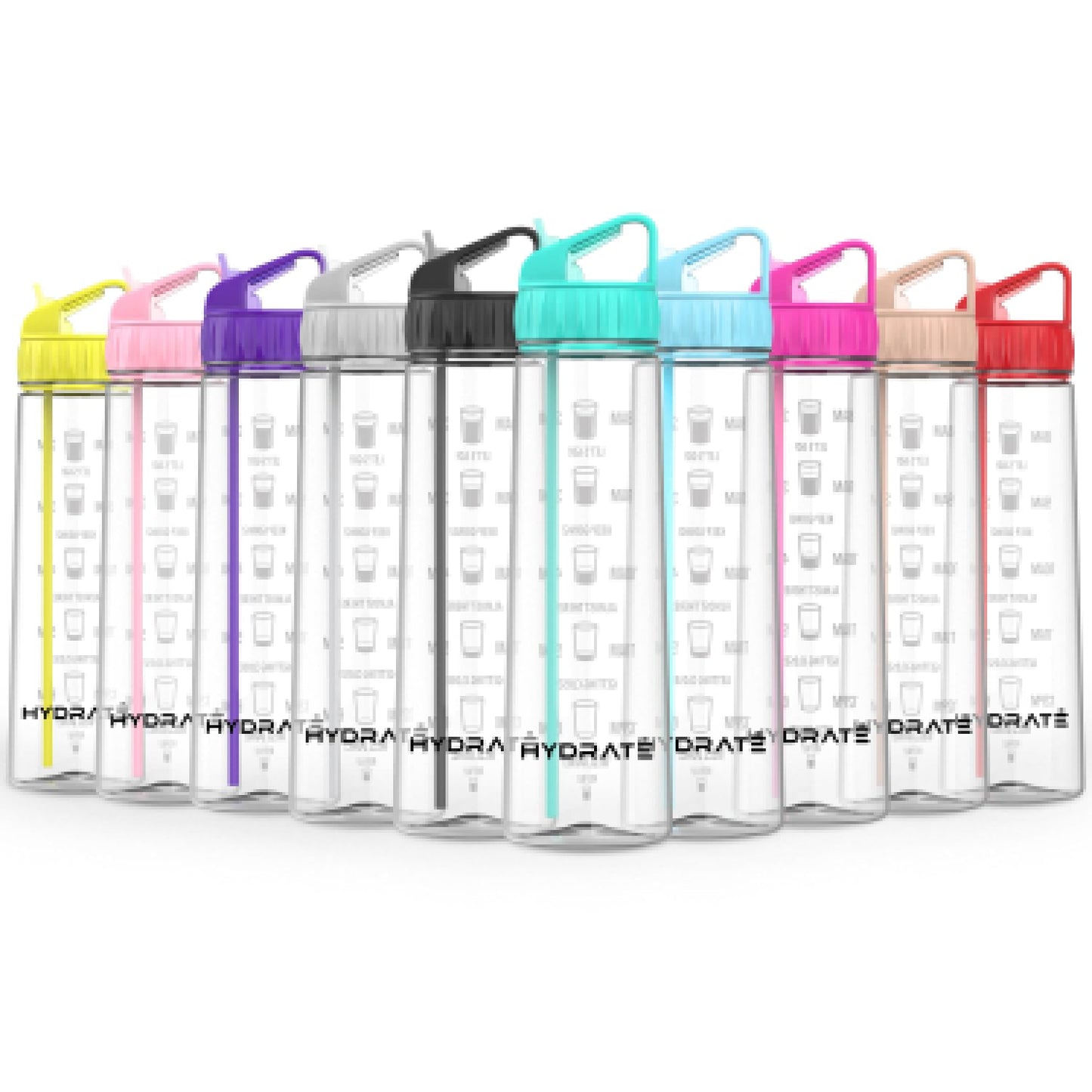 HYDRATE 900ml Water Bottle with Straw and Motivational Time Markings BPA Free Flip Cap Drop Proof Sports Water Bottle Ideal for Gym Extra Strong Material Water Bottles with Straw (Mint Green)
