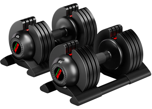 ALTLER 52LB pair Dumbbell Set with Tray for Workout Strength Training Fitness Adjustable Weight Dial Dumbbell with Anti-Slip Handle and Weight Plate for Home Exercise