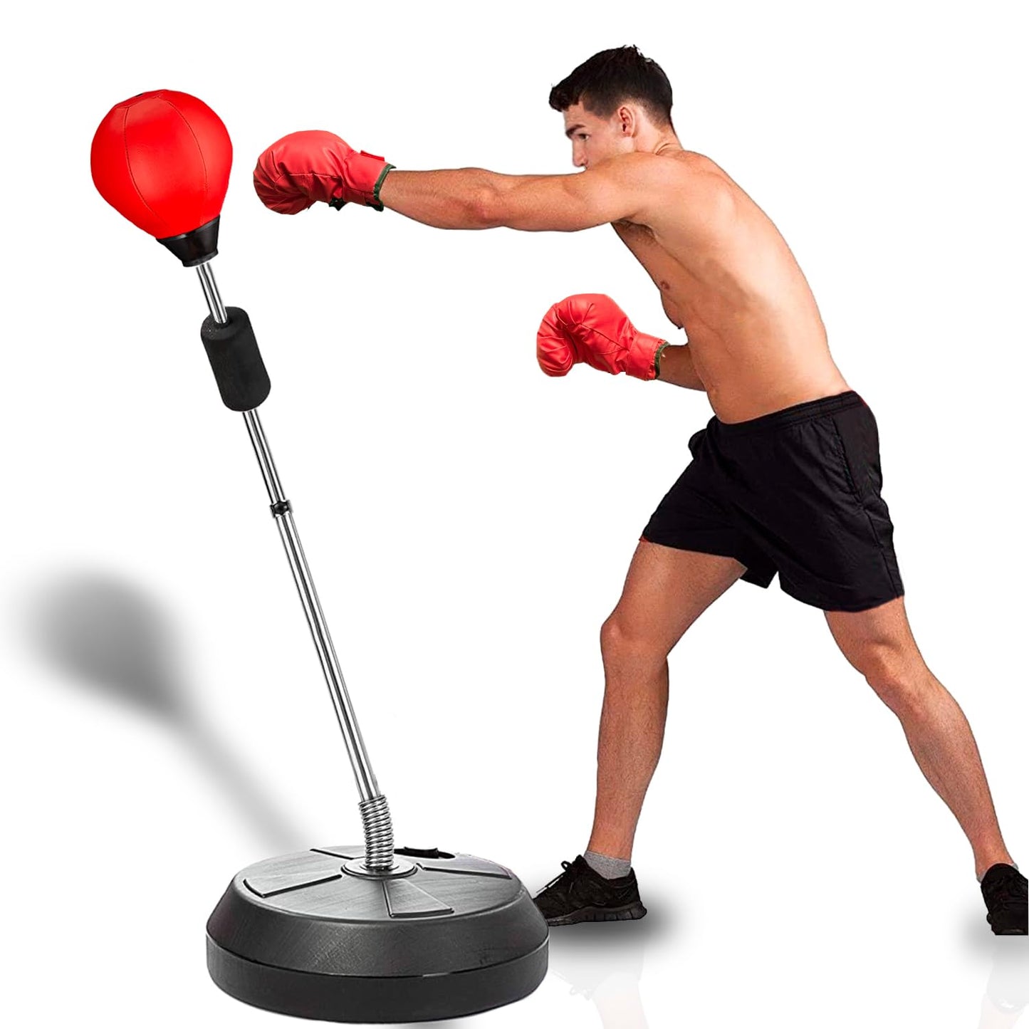Uxpang Pedestal Punching Bag for Adults and Teens Height Adjustable Boxing Bag with Stand Home Reflex Bag Boxing Equipment for Training and Stress Reduction