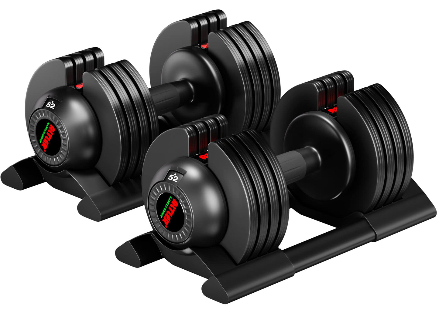 ALTLER 52LB pair Dumbbell Set with Tray for Workout Strength Training Fitness Adjustable Weight Dial Dumbbell with Anti-Slip Handle and Weight Plate for Home Exercise