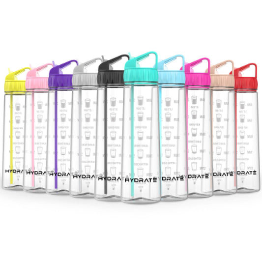 HYDRATE 900ml Water Bottle with Straw and Motivational Time Markings BPA Free Flip Cap Drop Proof Sports Water Bottle Ideal for Gym Extra Strong Material Water Bottles with Straw (Mint Green)
