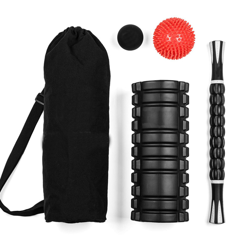Yoga Foam Roller and Massage Ball Set with Balance Stick