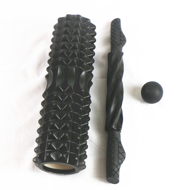 Yoga Foam Roller and Massage Ball Set with Balance Stick