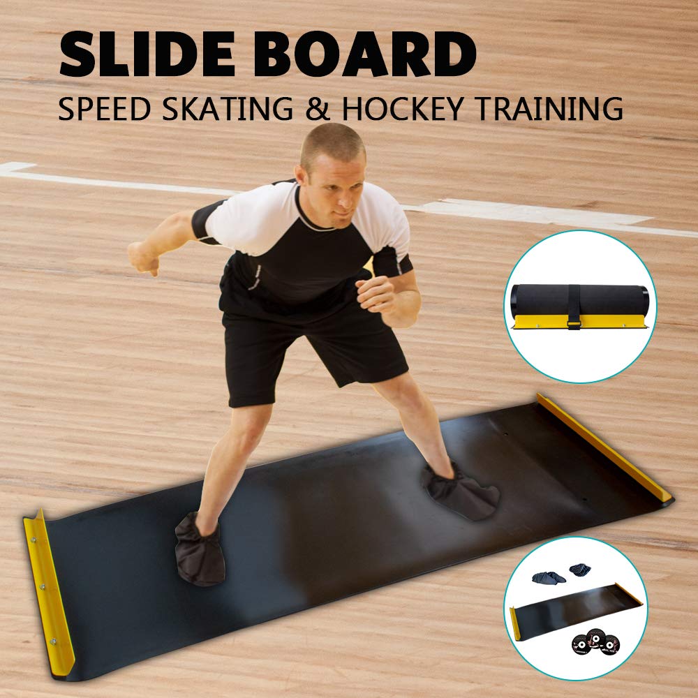 American Lifetime Slide Board Workout Board for Fitness Training and Therapy with Shoe Booties and Carrying Bag Included Black 7.5 Feet